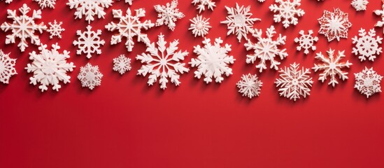 White Snowflakes on Red Background