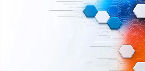 Fototapeta premium A Vibrant Digital Background of Blue and Orange Hexagons Symbolizing Data Science Technology