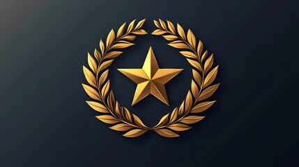 A golden star encircled by a laurel wreath against a dark background, symbolizing achievement and honor.