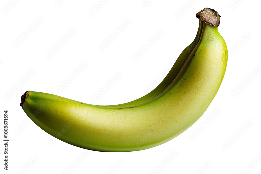 Poster Close-up of a single green banana ,Isolated on transparent background