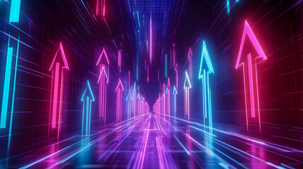 Fototapeta premium Futuristic Digital Arrows in Neon Light