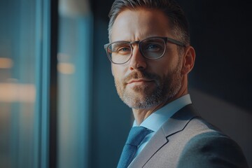 Naklejka premium Confident Business Leader Gentleman Boss Guiding Company Leadership Towards Success Professional 
