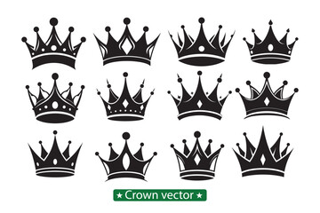 Elegant Crown Silhouette Vector , Printable Graphics for Apparel & Decor