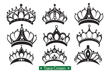 Tiara Crown Silhouette Vector Design , Queen and Princess SVG for Merch © Madhusudan