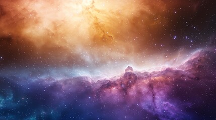 Fototapeta premium Cosmic nebula with vibrant colors and scattered stars.