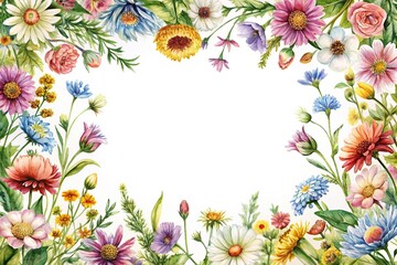 Fototapeta premium Watercolor Wildflower Frame