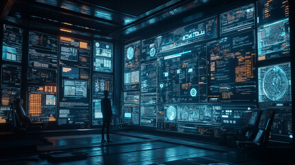 AI big data analysis with intelligent algorithm optimization, predicting market trends for future innovations.