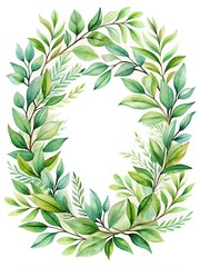 Fototapeta premium Watercolor Green Branches Card. Vector Card with Green Leaves. Elegant Branches Watercolor. Green Branch Design Template. Watercolor Leaves Card Art.
