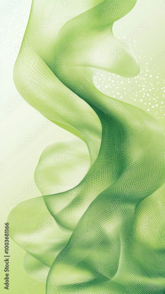 Poster abstract flowing green curves with delicate textures create a serene and calming backdrop suitable f