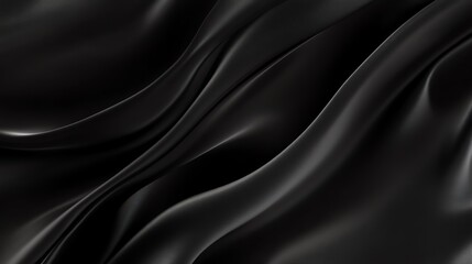 Obraz premium A flowing black fabric texture, showcasing elegant waves and soft sheen, perfect for backgrounds and design elements.