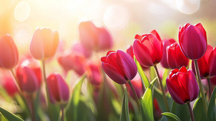 
"Stunning Red Tulips in Full Bloom Against a Natural Spring Backdrop"
