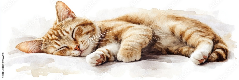 Poster calm sleeping cat on a soft bedspread enjoying a peaceful slumber bathed in natural light. generativ