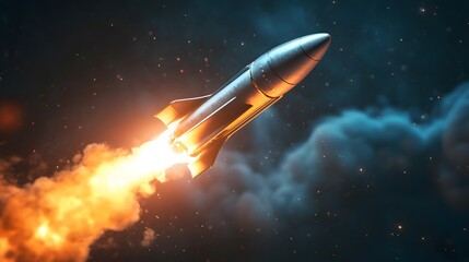 Launching new product or service. Technology development process. Space rocket launch. 3d render.