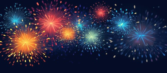 Naklejka premium Colorful Fireworks Display in Night Sky