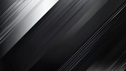Obraz premium Abstract black and white background with dynamic diagonal lines, creating a sense of movement and sophistication.