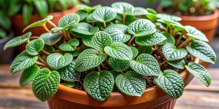 Pilea microphylla is a small ornamental plant with delicate round leaves and a trailing growth habit, round leaves, joypowder plant,Pilea microphylla, trailing growth habit