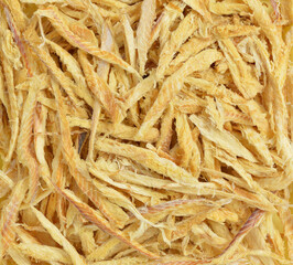 Close-up view of Hwangtaepo(dried pollack jerkies), South Korea
