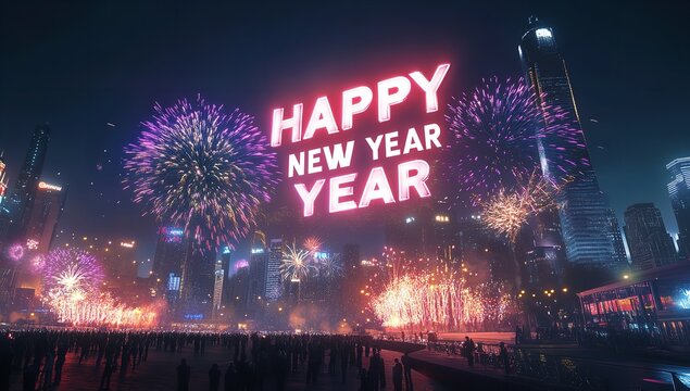 HAPPY NEW YEAR 2025 Displayed in Colorful, Stylized Numbers and Text - Happy New Year 2025 Banner, Banner Template for 2025 Headers Websites, 2025 Celebration Template Created with Generative AI