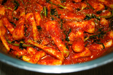 Korean food Chong-gaggimchi(young radish kimchi) in a bowl, South Korea