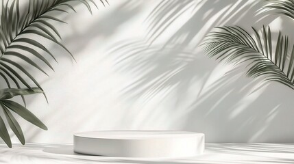Fototapeta premium Minimalist Display Setup with Tropical Shadows