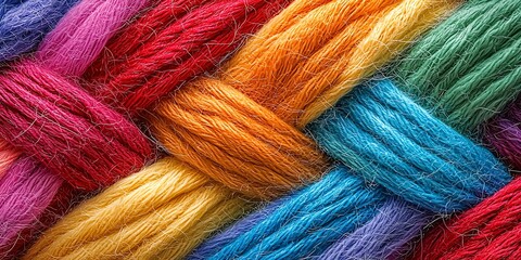 Extreme magnification of wool fibers in a Christmas stocking, intertwining threads, cozy texture detail