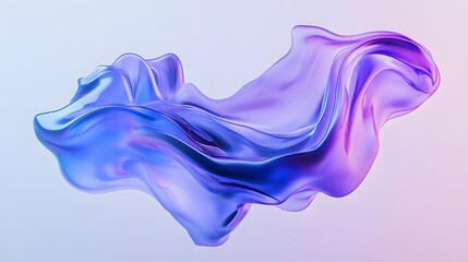 Blue and purple gradient color floating liquid blob. 3d rendering picture.