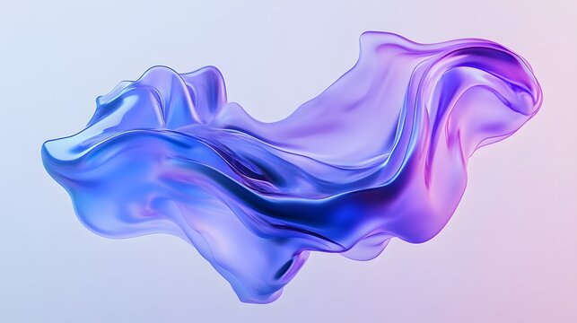 Blue and purple gradient color floating liquid blob. 3d rendering picture.