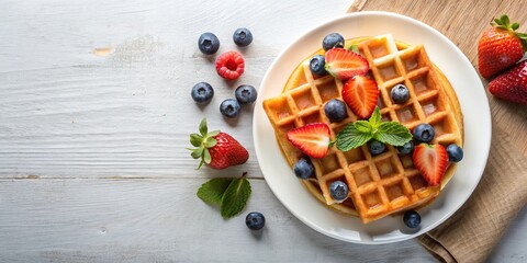 well decorated and delicious waffle breakfast Aerial