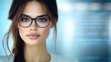 A businesswoman executive in deep thought, surrounded by floating digital interfaces showing real-time analytics and futuristic data projections,