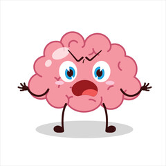 Cute why expression of brain cartoon character