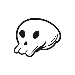 Halloween skull skeleton doodle hand drawn isolated background. Vector illustration