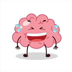 Cute laugh out loud expression of brain cartoon character