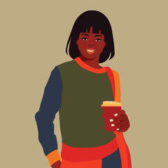 Beautiful black woman in elegant art style vector