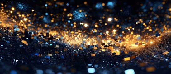 Abstract Golden and Blue Glittering Background