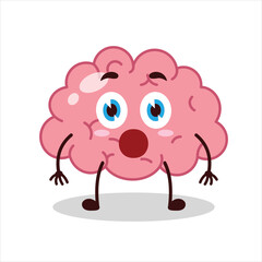 Cute shocked expression of brain cartoon character