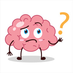 Cute curious expression of brain cartoon character