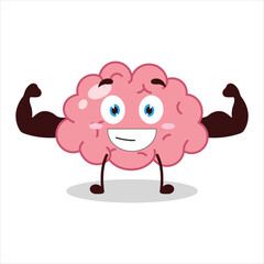 Cute masculine healthy athlete expression of brain cartoon character