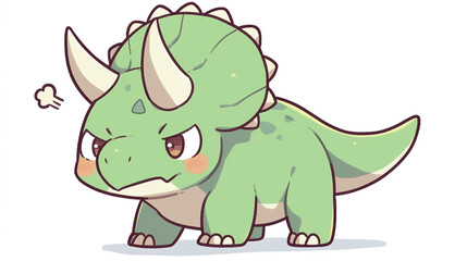 Fototapeta premium Cute Angry Triceratops Dinosaur Cartoon Illustration