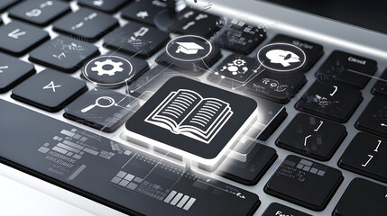 Fototapeta premium Closeup of a keyboard with a key, representing technology, communication, and mobile connectivity