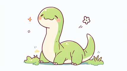 Fototapeta premium Cute Green Dinosaur Cartoon Illustration