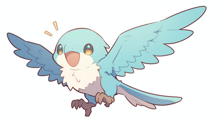 Obraz premium Cute Blue Bird Illustration - Cartoon Bird Art