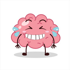 Cute pleased expression of brain cartoon character