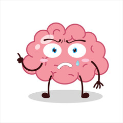 Cute weird expression of brain cartoon character