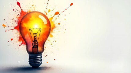 Lightbulb with vibrant splashes representing creativity and inspiration in art