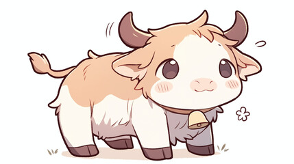 Fototapeta premium Cute Cartoon Cow Illustration - Adorable Calf Drawing