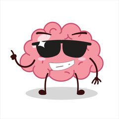 Cute cool expression of brain wear sunglasses cartoon character