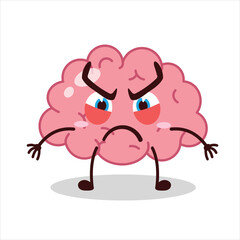 Cute provoked expression of brain cartoon character