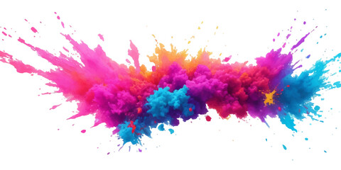 Multicolor powder explosion on White background. Colored cloud. Colorful dust explode. Paint Holi. colorful rainbow Holi paint color powder explosion with bright colors isolated white background.	
