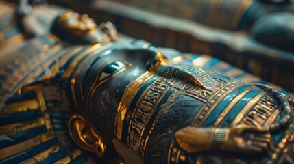 Ancient Egyptian Sarcophagus with Intricate Design