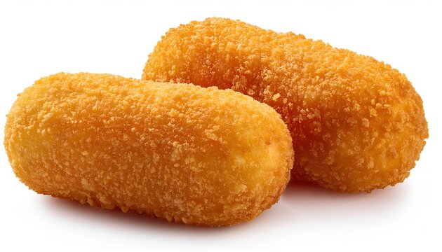 Fried croquettes with potatoes on a white background